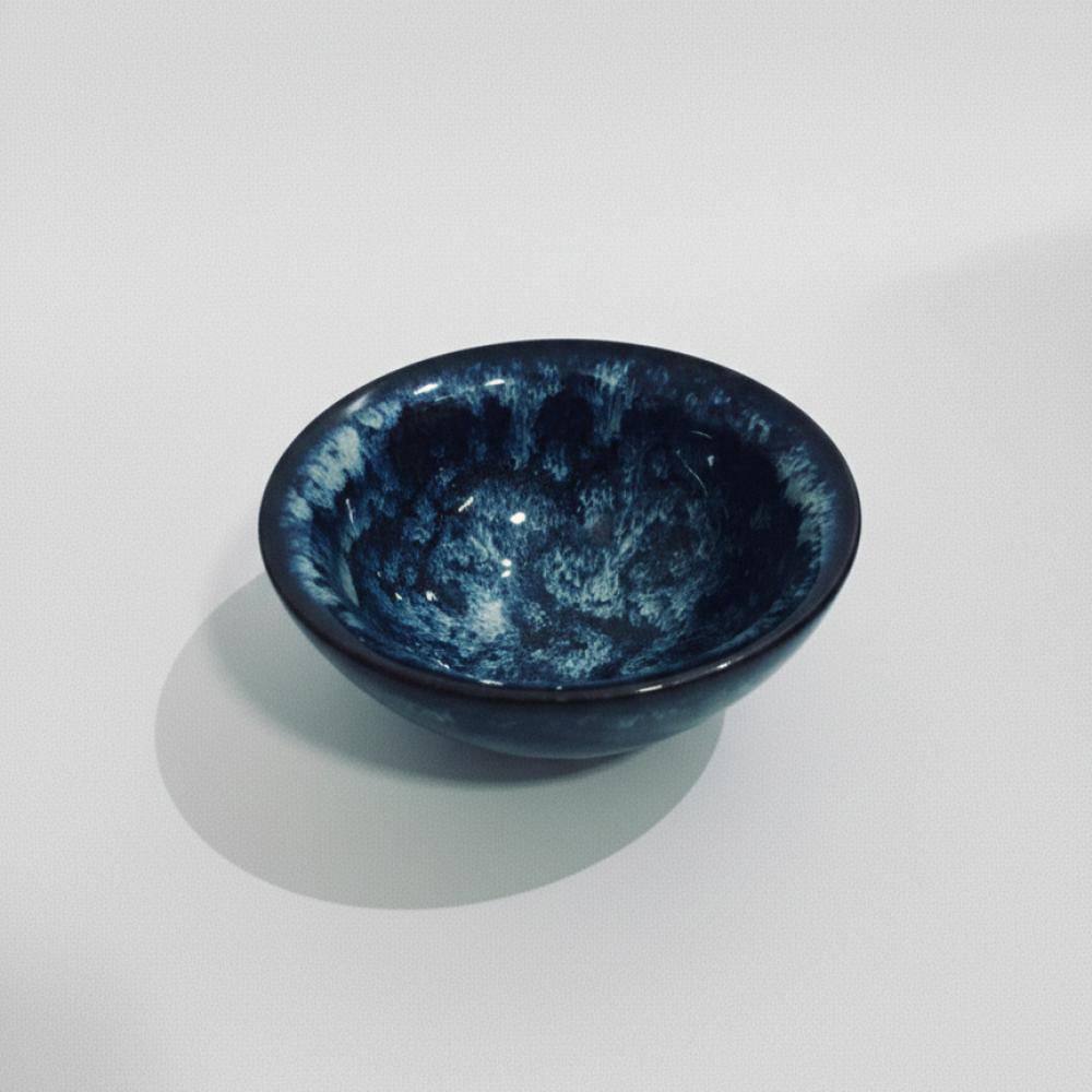 وعاء لوزن القهوة سيراميك أزرق داكن بتأثير الرخام