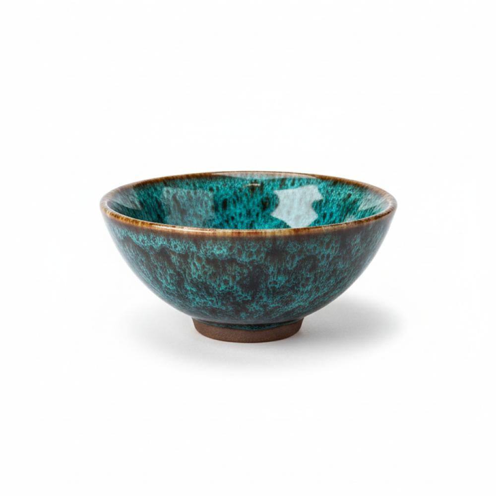 وعاء لوزن البن سيراميك منقوش زمردي جذاب