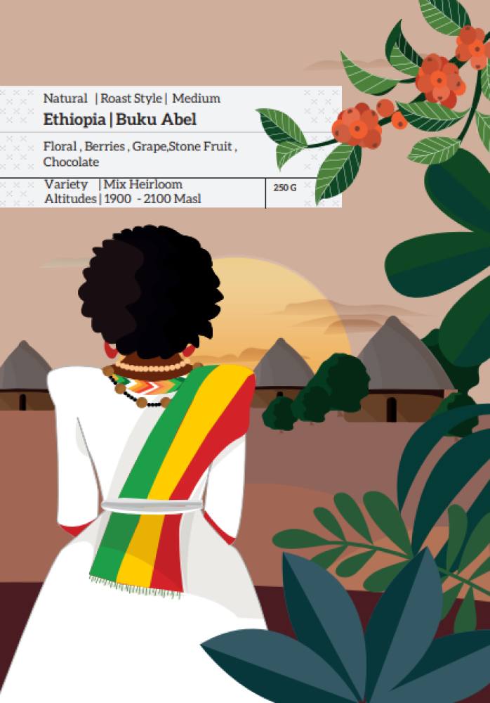 محمصة حب البحرينية BUKU ABEL اثيوبيا مجففة 250 جرام