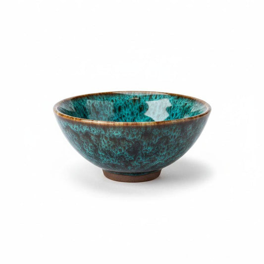 وعاء لوزن البن سيراميك منقوش زمردي جذاب